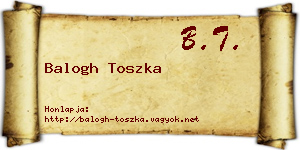 Balogh Toszka névjegykártya